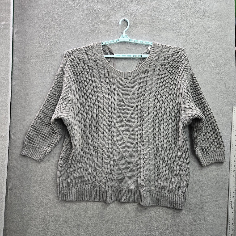 Torrid Women Sweater 5 Gray Geometric Cable Knit Sweater Long Sleeve